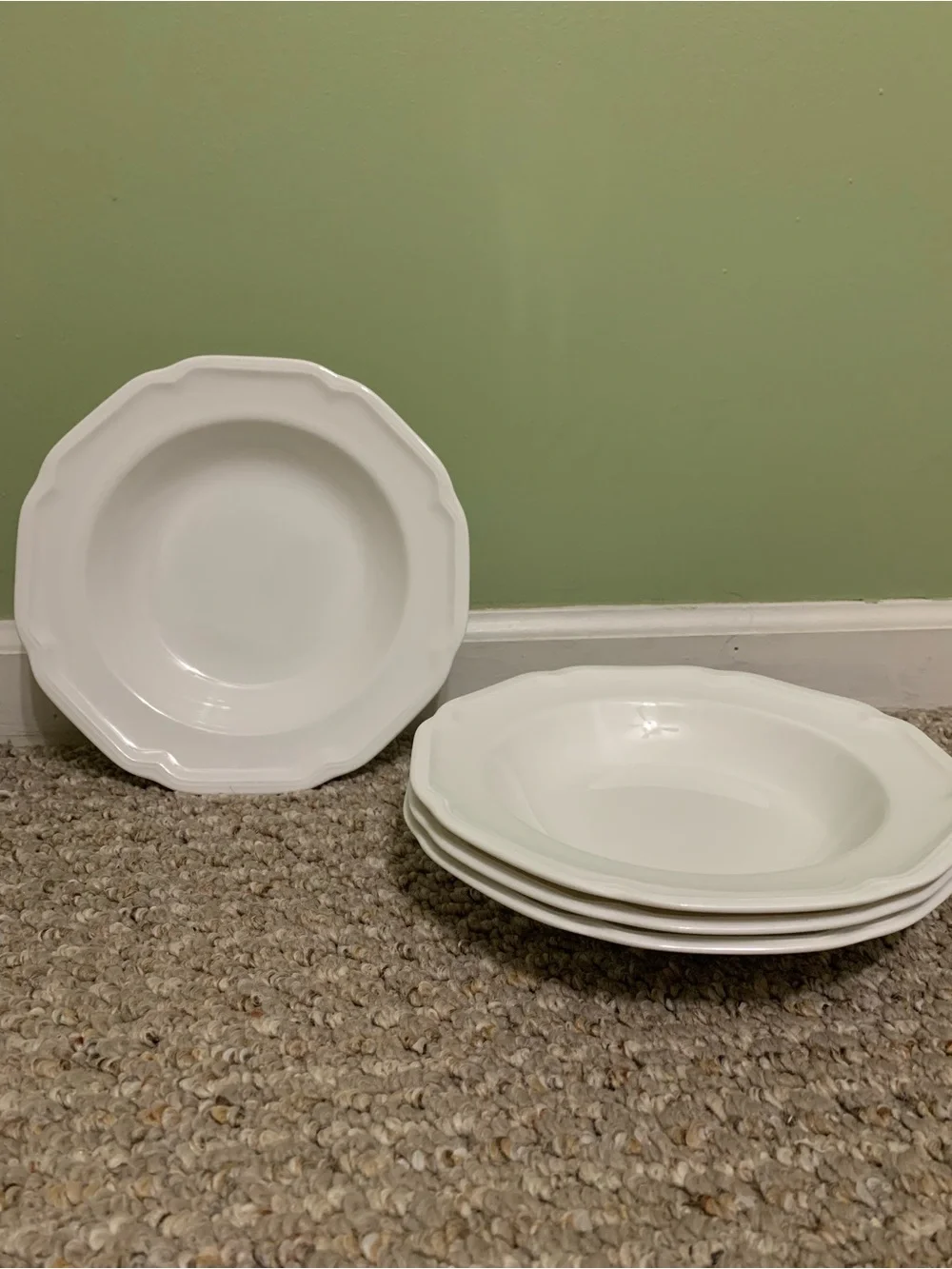 Set 4 Mikasa Ultima + Super Strong Fine China Antique White Rim Soup Pasta Bowl